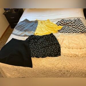 6 mini skirt lot bunch, teen, ladies, L, elastic, ONEIL, TAHARI, LAUREN CONRAD